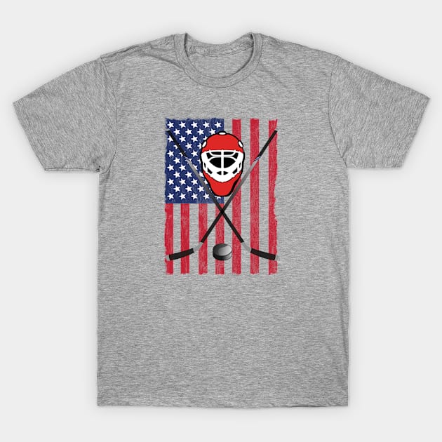 Ice Hockey - Ice Hockey USA Flag T-Shirt by Kudostees